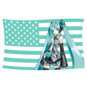 Anime miku Flag Funny Banner Tapestry Flag Suitable for Wall Decoration College Dormitory Indoor Outdoor Party Decoration Durable Room Decoration 3*5FT