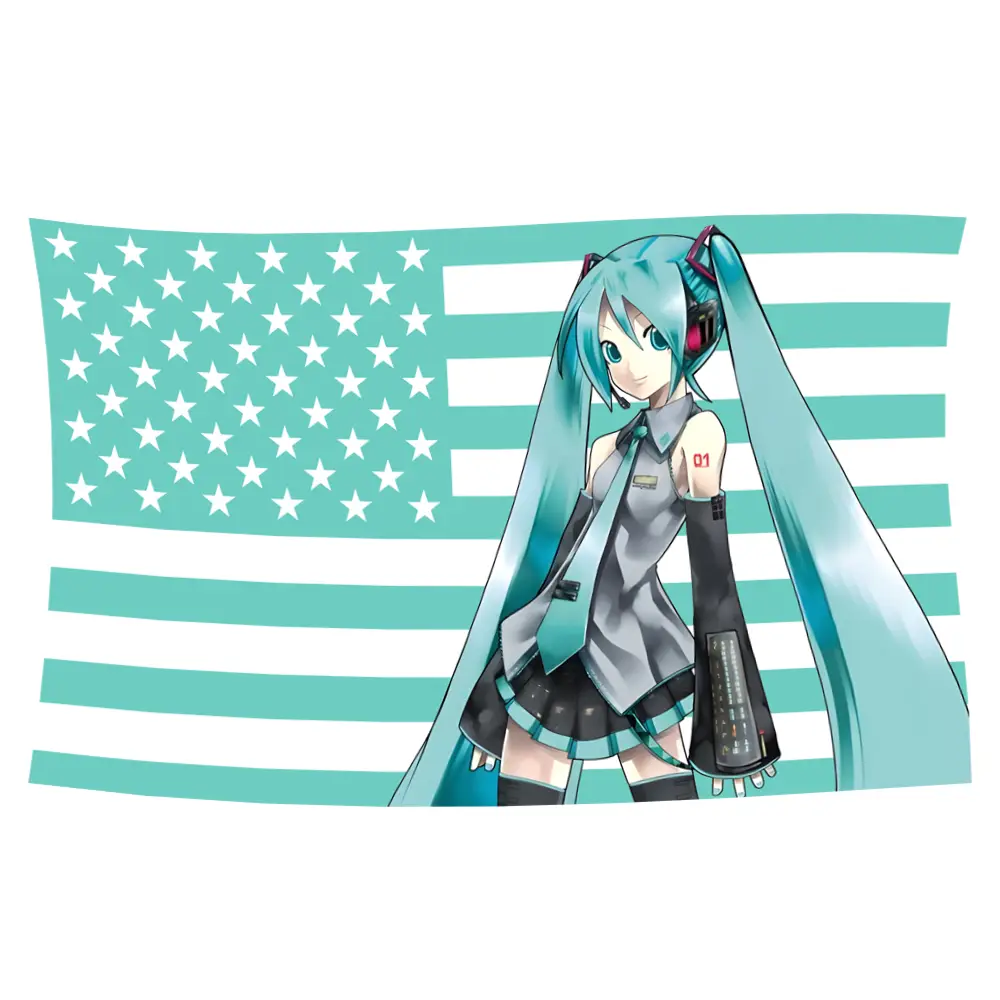 Anime Hatsune Miku Flag Funny Banner Tapestry Flag Suitable for Wall Decoration College Dormitory Indoor Outdoor Party Decoration Durable Room Decorat