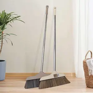 pace-saving lightweight indoor sweeping broom, thick anti-wear bristles trap dust & pet hair, extendable smooth metal pole.