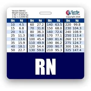 RN Badge Buddy Horizontal w/Height & Weight Conversion Charts (Navy Blue)