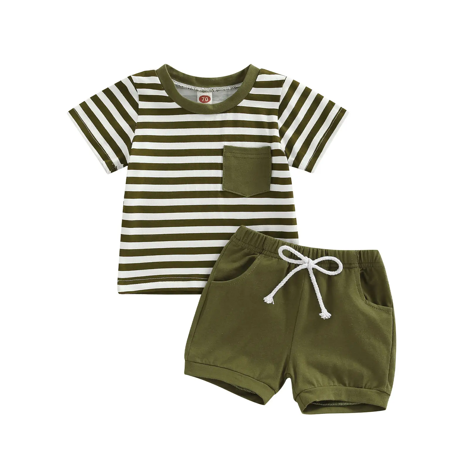Toddler Baby Boy Summer Outfit Short Sleeve T-Shirt Tops Elastic Waist Shorts Set Baby Boys Clothes