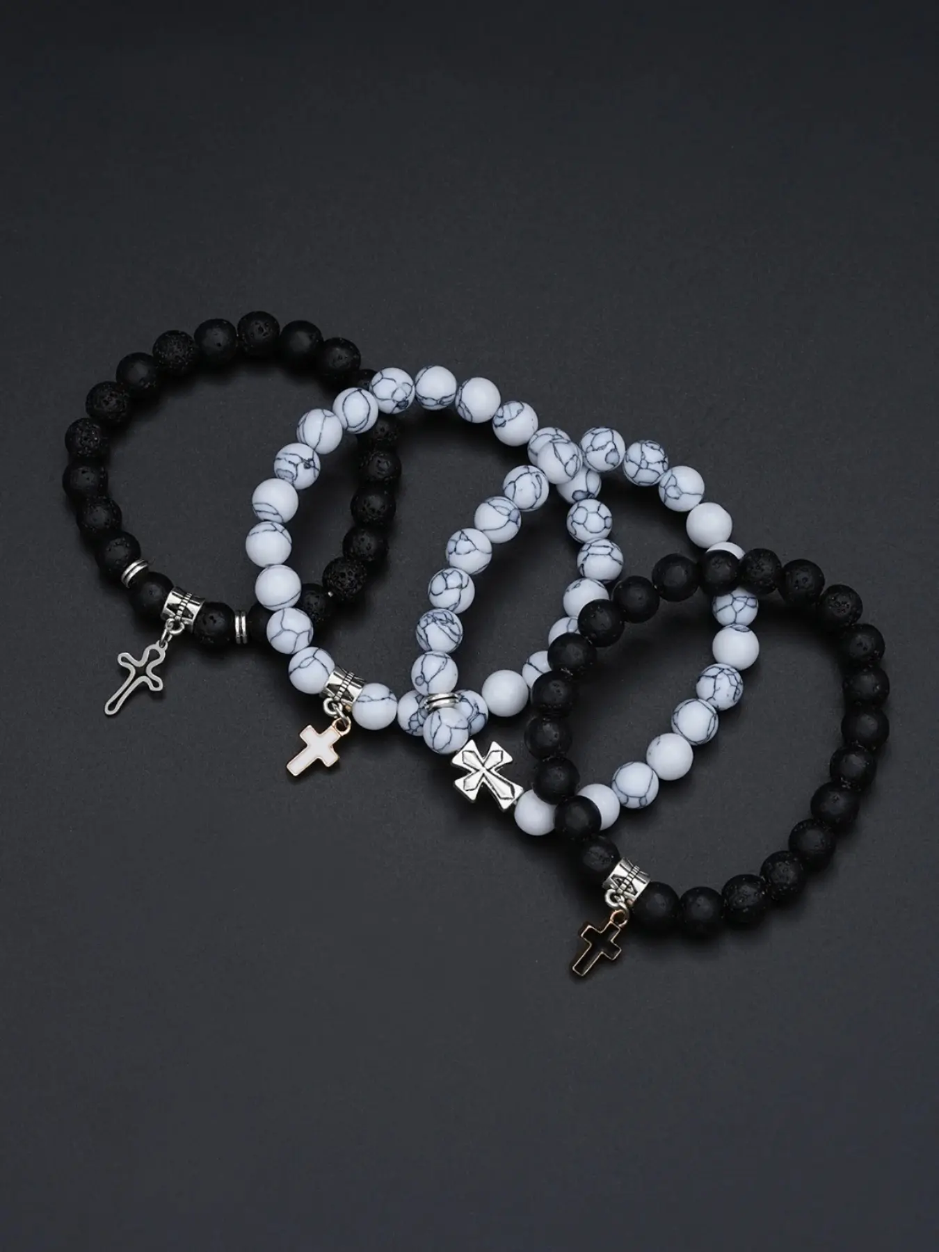 Men's Stainless Steel Jewelry Set, Religious Jewelry, Casual Cross Necklace & Bracelet Pair, Perfect Gift for Birthdays & Dates, All-Season Accessories, Cross Charm Bangle, Cross Bracelets