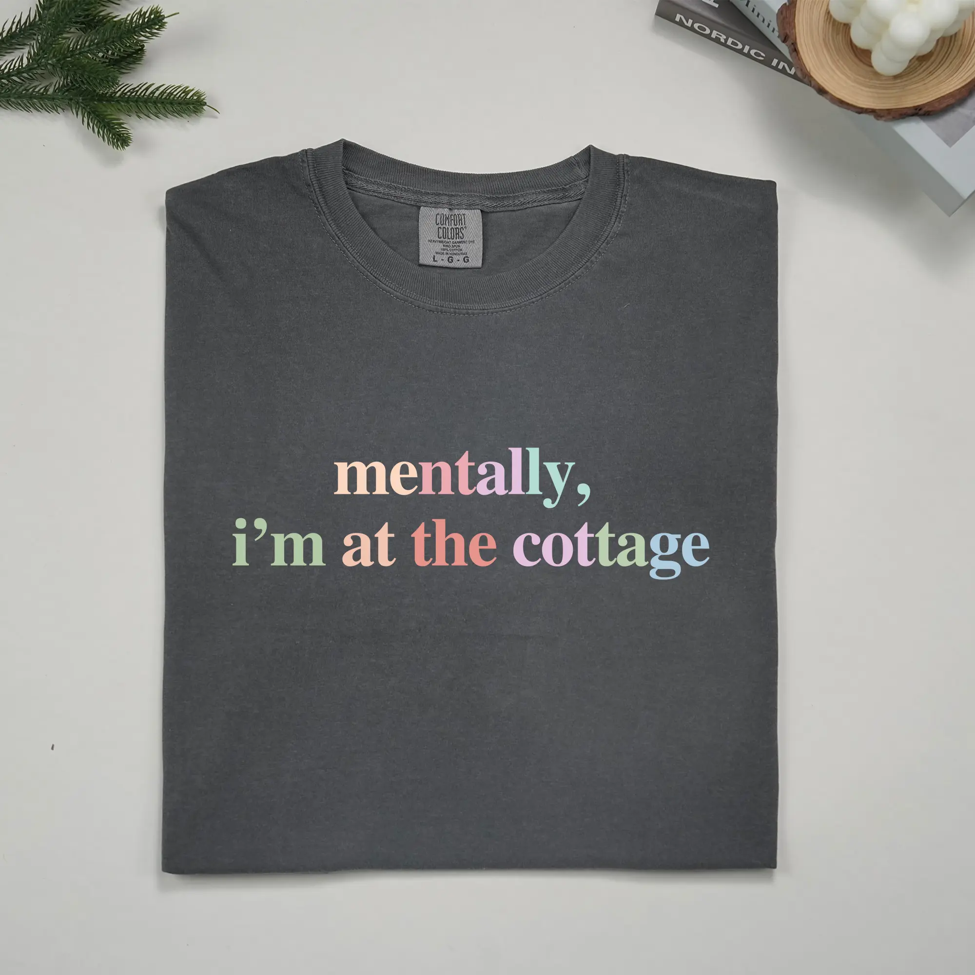 ChicCotton Mentally Im At The Cottage Comfort Colors Shirt, Bookish Hockey Romance T-shirt, Romance Reader Graphic Tee, Valentine Boy Love Clothing
