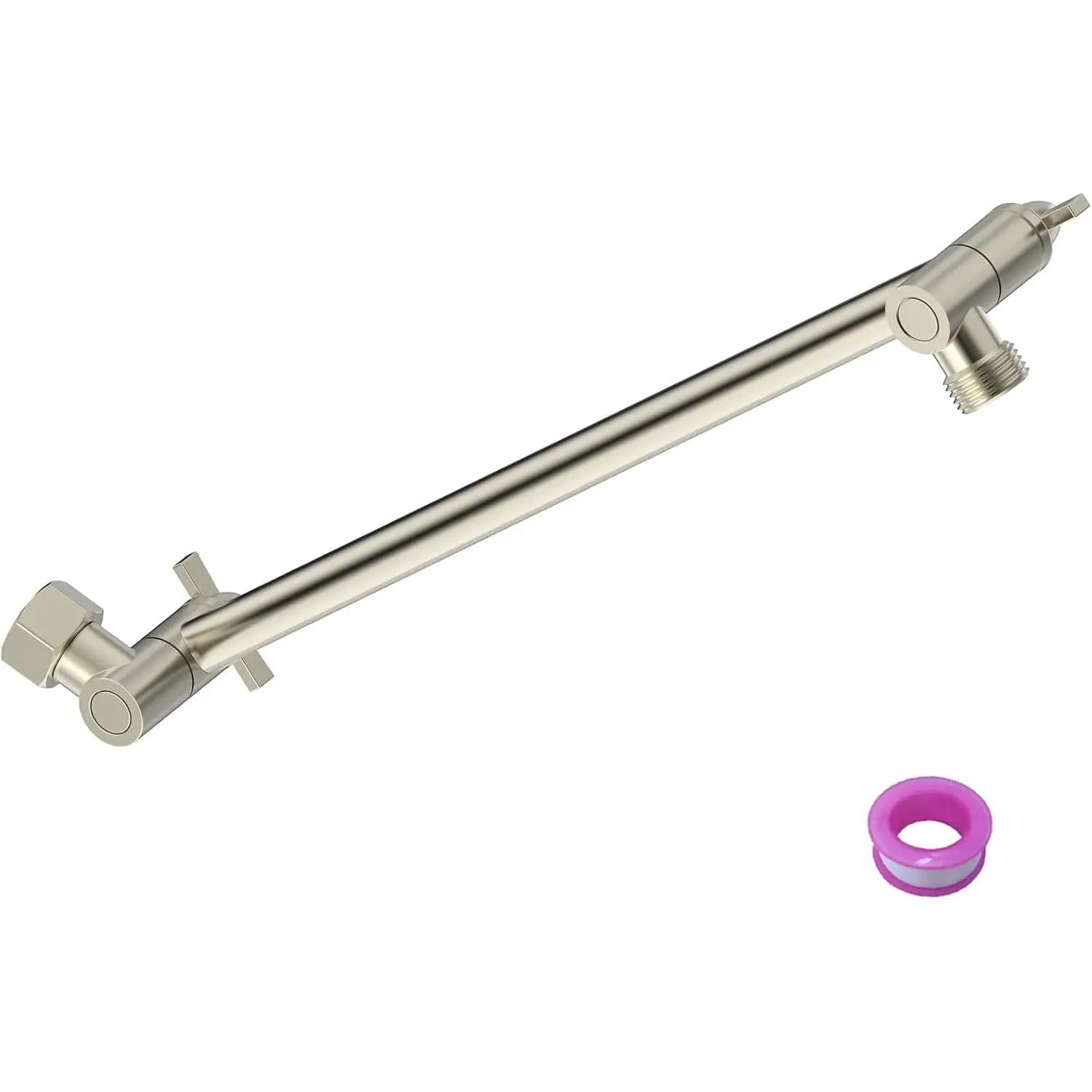12 Inch Shower  Extension Arm Brushed Nickel.Solid Brass Adjustable Shower Arm Extension. Lower Or Raise Any Rain Or Handheld Showerhead To Your Height & Angle - Universal Connection