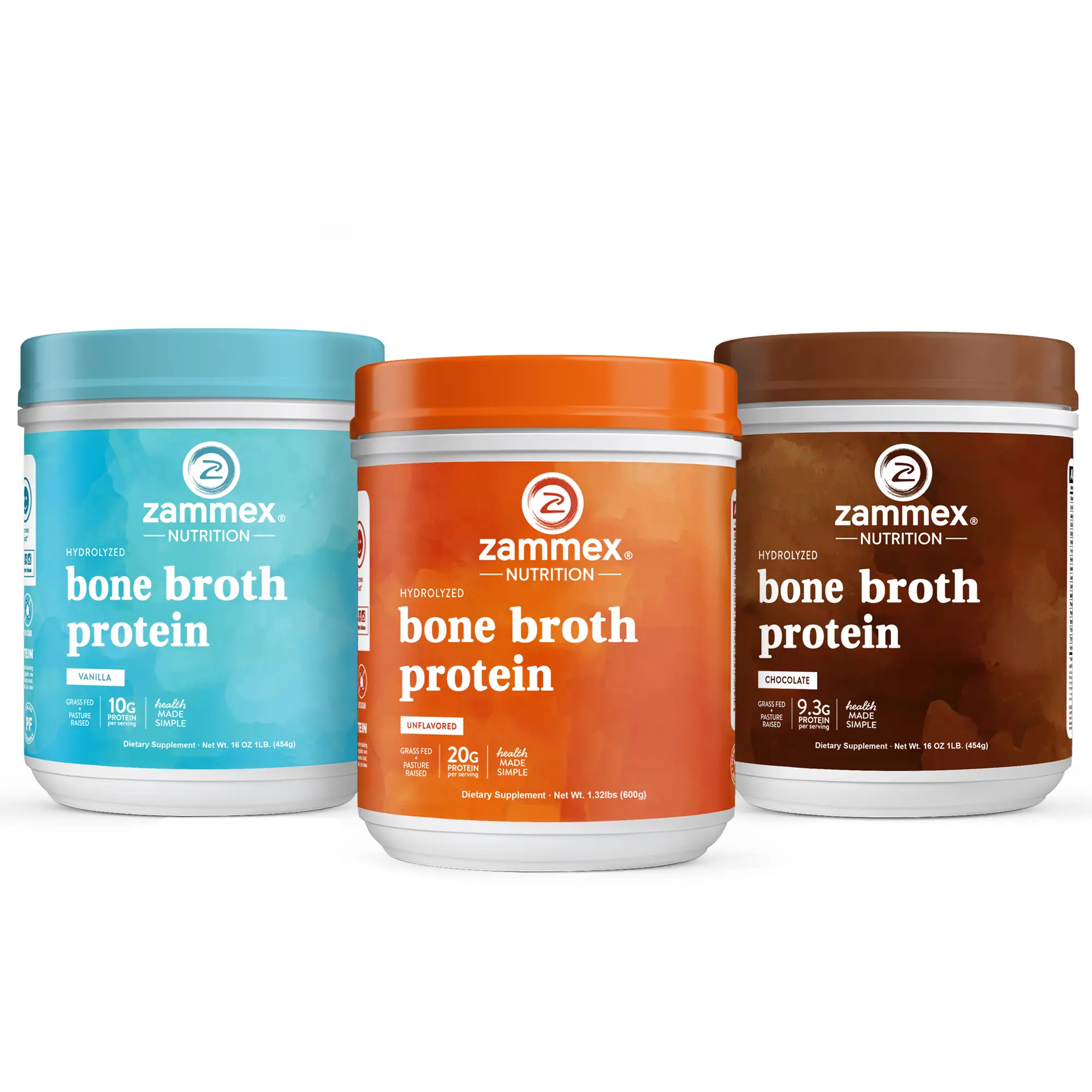 Zammex Hydrolyzed Bone Broth Protein Powder Multiple Flavor, Healthcare Beef Bone Broth, Edible Collagen Peptides Dietary Supplement, Support Body Fitness, Protein Nutrition Supplement, Edible Supplements