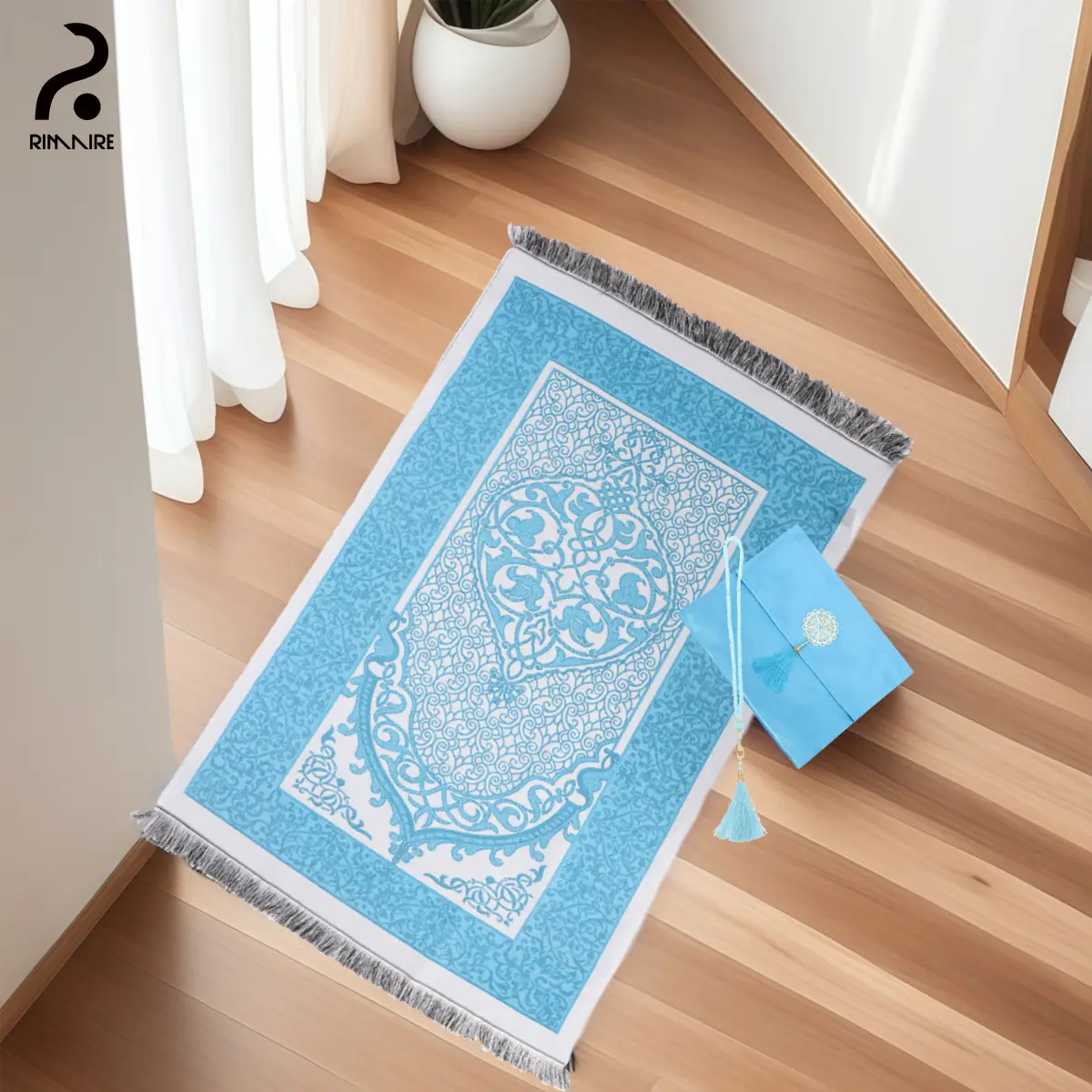 RIMAIRE Muslim Prayer Rug and Prayer Beads with Elegant Design Gift Bag Prayer Back Soft Islamic Gifts Set Carpet Mats Luxury Thick Portable Tradition