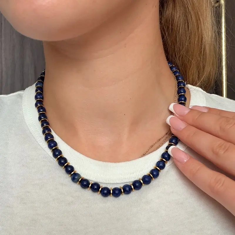 The Santorini Necklace | Handmade Lapis Bead Necklace