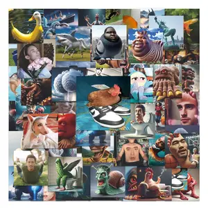 63pcs Funny Meme Surreal Stickers Pack, Waterproof Weirdcore Random Humor Decals for Laptop, Water Bottle, Skateboard & Luggage, Meme Lover Gift