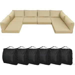 Outdoor Cushions for Patio Furniture, Waterproof Replacement Cushions for Outdoor Furniture, Fade-Resistant, Easy Clean, 14-Piece Sectional Cushions with Non-Slip and Storage Bag, Beige