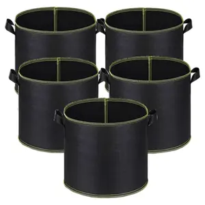 5 pack 3 Gallon Grow Bags Heavy Duty Cloth Pots for Plants Thickened Nonwoven Fabric Pots with Handles for Low Stress Plant Training Fruits, Vegetables, and Flowers