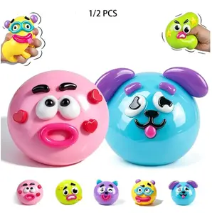 NEW Squishy Cutie Toy, Funny Face Curiosities Dog Face Swap Squishy Soft Moldable Multisensory Stress Relief for Anxiety Safe Maltose Material Portable Sensory Decompression Gift Party Favors