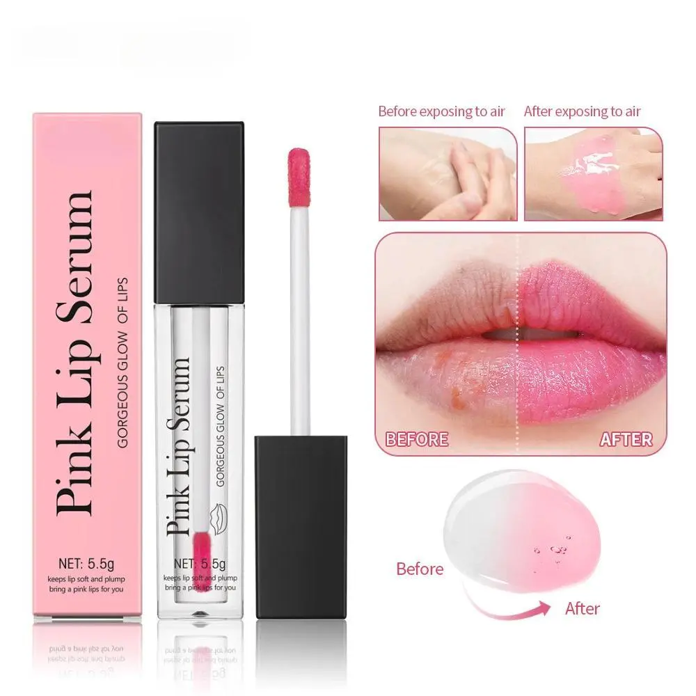 Natural Pink Serum Lips Gloss Fresh Remove Dark Lips Gel Lightening Essence Cream Balm Repair Fine Line Brighten Lip Exfoliator