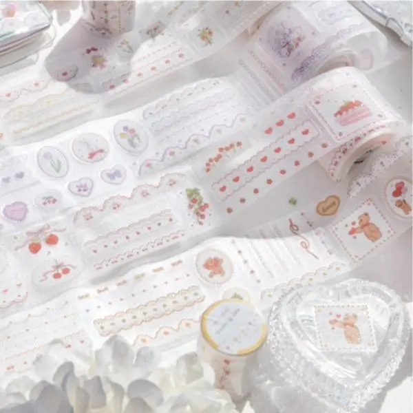 Die-Cut Sanded PET Glitter Lace Frame Tape, Long Decorative Strips for Handmade Journal Scrapbooking DIY Craft Supplies self adhesive decorative sticker journaling cute cartoon creative sticker