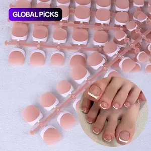 French-Style Short Square Fake Toenail, Matte Finish Press-On Toenail, Removable Artificial Full-Cover Nail Art, Women and Girls DIY Manicure, Press-On Toenails, DIY False Toenails #TOP PICKS