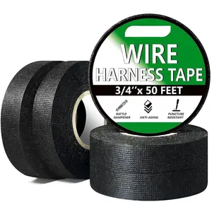 5 Rolls Wire Harness Tape – High Temperature Resistant Cloth Electrical Tape, Self-Adhesive Fabric Loom Tape for Automotive Wiring, Engine Cable Protection, Heat Shielding & Noise Reduction, 3/4 Inch x 50FT
