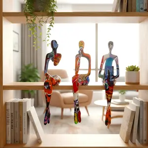 Resin Reading Sculpture - Black Sitting Thinker Statue - Abstract Sculptures, Bookshelf Decor Accents - Home Office, Living Room, Desktop Decor Ornaments Gift