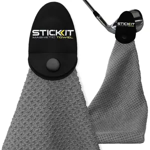 STICKIT Magnetic Golf Towel, Premium 29" Microfiber with Deep Waffle Pockets, Industrial Strength Magnet for Secure Hold to Golf Carts & Clubs, Ultra-Absorbent, Fast-Drying, Easy-Clean Design STICKIT