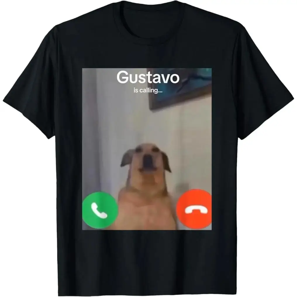 Gustavo The Dog Viral Internet Meme Graphic T-Shirt, 100% Cotton Soft Relaxed Fit Round Neck Short-Sleeve Unisex Sports Top Apparel For Men Women