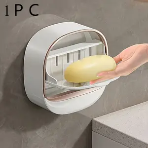 A stylish and premium soap dish, designed specifically for use in showers, bathrooms, or kitchens. It comes with a lid and requires no drilling.