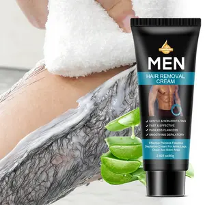 SUMFANG Men's Hair Removal Depilatory Cream 80g | Aloe Vera + Allantoin + Oat Extract, Gentle Hair Removal and Soothing for Skin | Fast, Effective, and Painless, Suitable for Arms/Legs/Chest/Bikini Area Painless Hair Remover