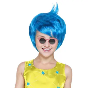 F-CPA05   Short Straight Vibrant Blue Wig for Kids Child Sleek Pixie-cut Anime Cosplay Wig