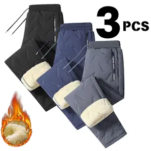 Three pieces of simple and elegant plain color flat pants for men's casual wear at home and when going out