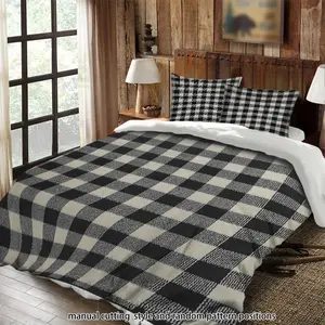Black and white checkered pattern rug 3-piece set, bedding set, suitable as a gift.