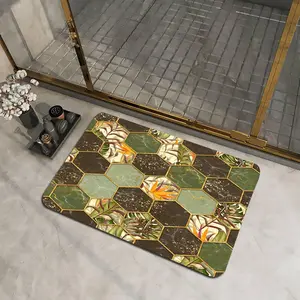 Leaf Pattern Bath Mat, 1 Count Rectangle Non-slip Bathroom Mat, Soft Absorbent Bathroom Quick Drying Floor Mat