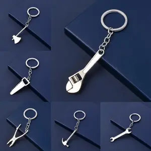 6Pcs/Set Tool Keychain with A Free Keychain Head,Metal Creative Wrench Screwdriver Hammer Keychain,Perfect Gift for Men Friends Dad