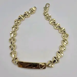ID BRACELET new style with heart's  gold-plated 9"inches ENGRAVING AVAILABLE leave a note with your name