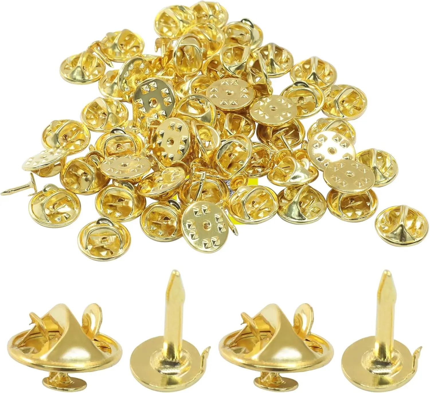 50 Pairs Gold Pin Backs, Replacement Butterfly Tie Tacks Locking Brooch Backs, Perfect Blank Pin Keepers for Craft Making/Jewelry Making