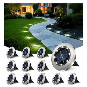 12pcs Diamond Underground Lamp 8LED Solar Rechargeable Lights Crystal Type Ground Lights for Home Garden & Landscape Lawn Decorative Lighting Outdoor Decor