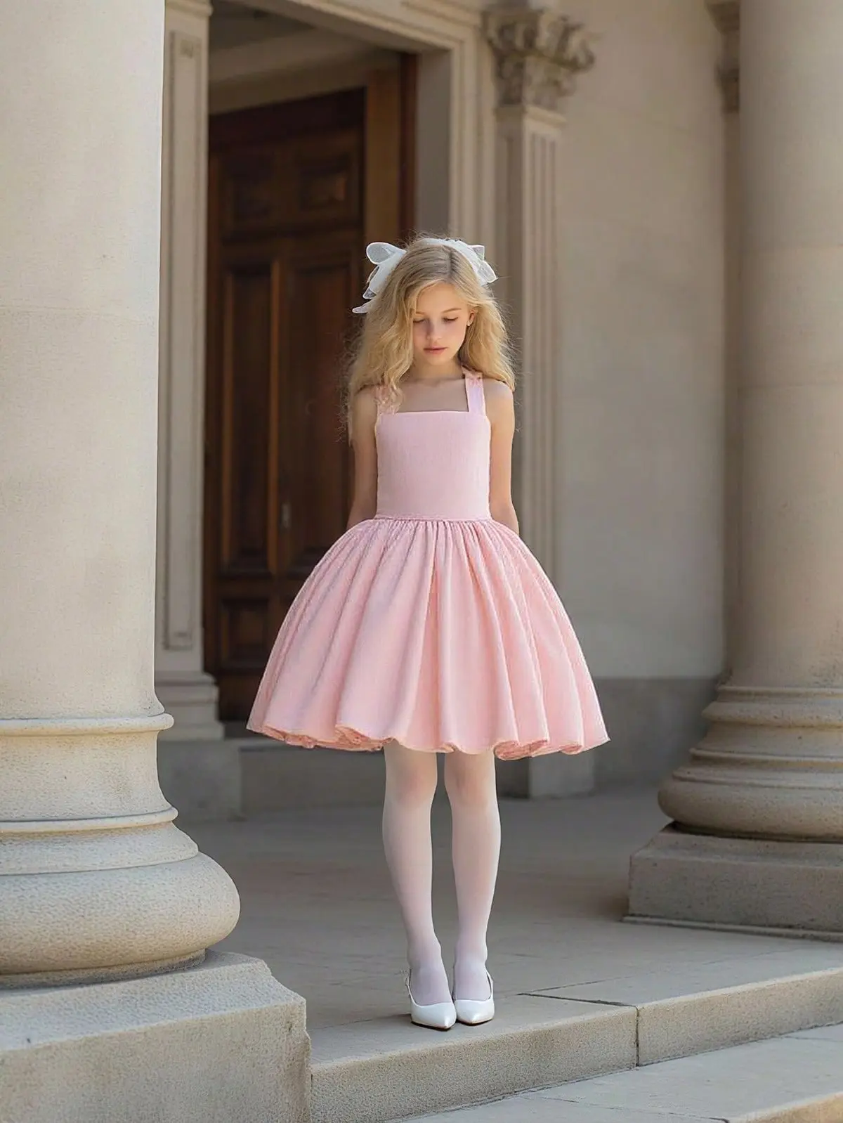 663 Girls' skirt children's dress princess dress halter neck bow performance costume catwalk girls piano evening dress