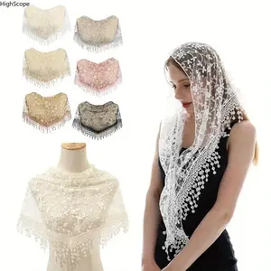 6PCS Women’s Church Veils – Catholic Lace Triangle Mantilla, Chapel Floral Tulle Scarf, Perfect for Mass, Religious Ceremony & Daily Worship