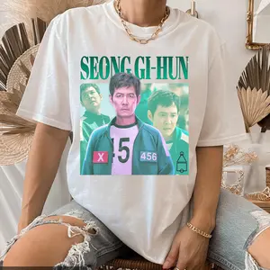 Seong Gi-Hun T-Shirt, Vintage Lee Jung-Jae Tshirt, 456 Player Shirt, Squid Game2 gift Shirts, Graphic Korean Drama Tee Classic Cotton Fabric Sleeve