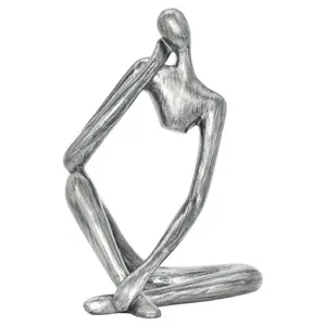212 MAIN Adam & Friends Thinking Man Durable Resin Sculpture - 1-Piece Pewter-Look Home Decor Accessory, Modern Indoor Conversation Piece, Easy to Clean Statue, Ideal Gifts for Design Enthusiasts & Art Lovers