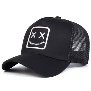 Unisex XX Happy Face Baseball Net Caps,  Premium Mesh Outdoor Adjustable Trucker Hat for Men and Women
