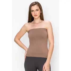 KURVE BUTTER SOFT SEAMLESS TUBE TOP WITH SHELF BRA