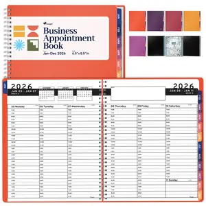Appointment Book & Planner - Ensight 6.5x8.5 in, Large Tabbed Daily Hourly Weekly Planner, Schedule Book 30-Min Slots, Jan 2026 -  Dec 2026 - Peach