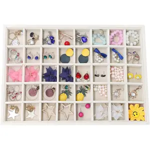 Earring Organizer Stackable Jewelry Tray Drawer Organizer Removable Display Tray Organizer for Jewelry Necklace Earring Drawer Insert (40 Grid)