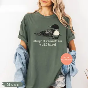 Stupid Canadian Wolf Bird Comfort Colors Shirt, Heated Rivalry Inspired Tee, Ilya Rozanov Shane Hollander, Heated BookTok LGBT Love Hockey Movie Fan Merch, Valentine Gift for Reader Girl Women Her