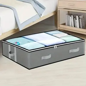 Dustproof Under Bed Storage Box with Reinforced Handle, Organiser, Ideal for Blankets, Bedding, Pillows, Toy Bedroom Accessories, 1 Count