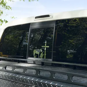 Cowboy Kneeling at The Cross - High Quality Decal