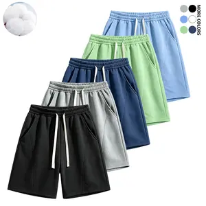 Men's Sporty Sports Shorts - Cozy Fleece Casual Athletic Bottoms with Elastic Waist Drawstring, Pockets, Solid Color for Lounging & Daily Outings