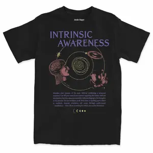 Awake Happy - Intrinsic Awareness Tee Cotton Unisex Womens Menswear Tshirt Top Relaxed Fit Soft Man Streetwear Casual DTG Printed Mindfulness Spiritual Motivational Self Help Mental Health