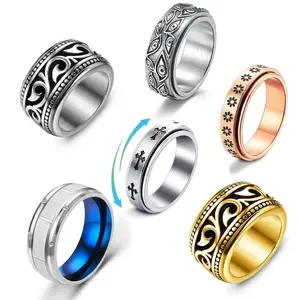 Men’s Wide Non-Natural Crystal Ring - "God’s Eye" Character Totem, Vintage Carved Jewelry Accessory unique