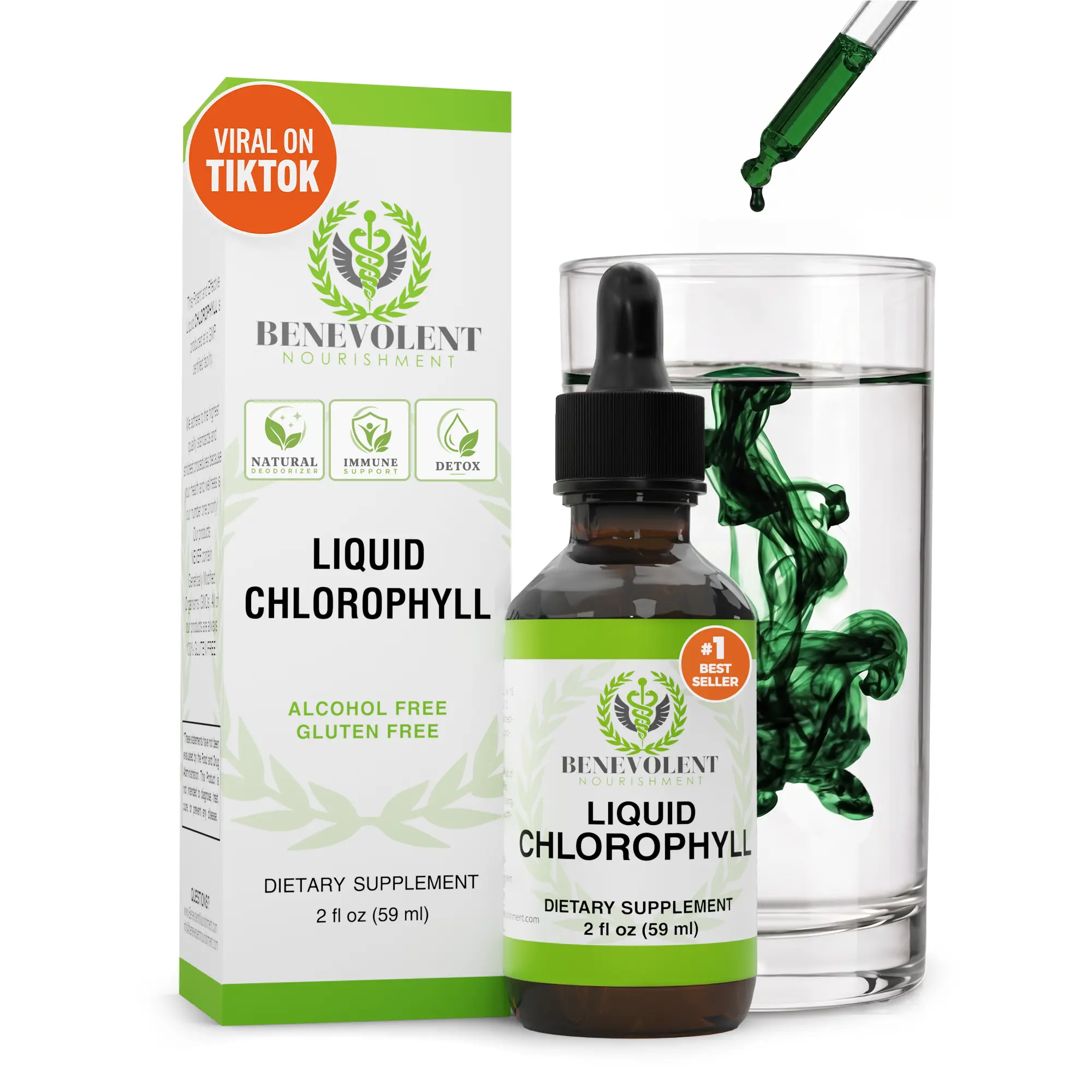 Liquid Chlorophyll Drops (4 Month Supply) Healthcare Supplement - Natural Deodorant and Detox - Gut Support Healthcare Liver