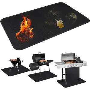 60 x 40 Inch Grill Mats for Grill,-Sided Fireproof Grill Pad, Waterproof Oil-Deck and Protector Mats, Indoor Fireplace/Fire Pit Mat, BBQ Pad