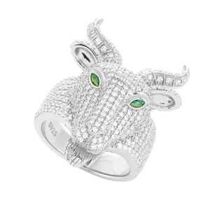 【#R486 】Evil Goat Ring UCCIYO S925 Sterling Silver Synthetic Moissanite Ring for Women Men Hip Hop Jewelry Gift
