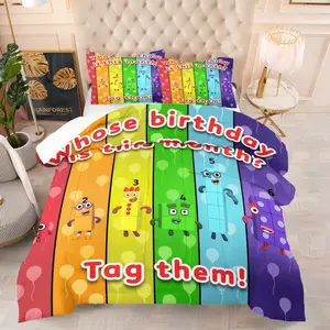 Number Block Pattern Comforter Set, Soft And Durable Bedding Set, Includes 1 Comforter And 1 Or 2 Pillowcases, Daily Holiday Birthday Gift Bedroom Decoration For Kids And Adults